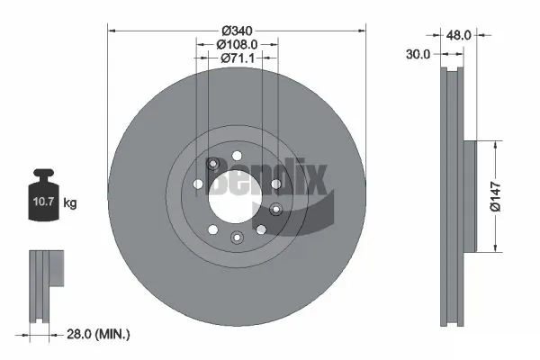 BENDIX Braking féktárcsa - BDS1301 - TothCarparts