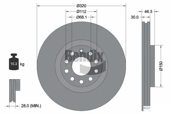BENDIX Braking féktárcsa - BDS1310HC - TothCarparts