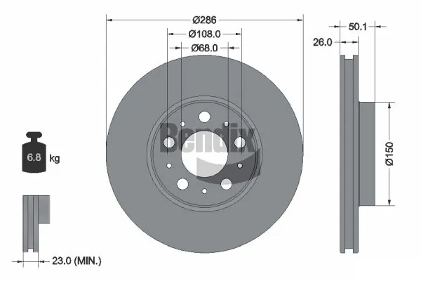 BENDIX Braking féktárcsa - BDS1312 - TothCarparts
