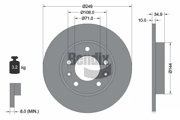 BENDIX Braking féktárcsa - BDS1313 - TothCarparts