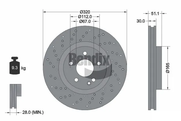 BENDIX Braking féktárcsa - BDS1319HC - TothCarparts