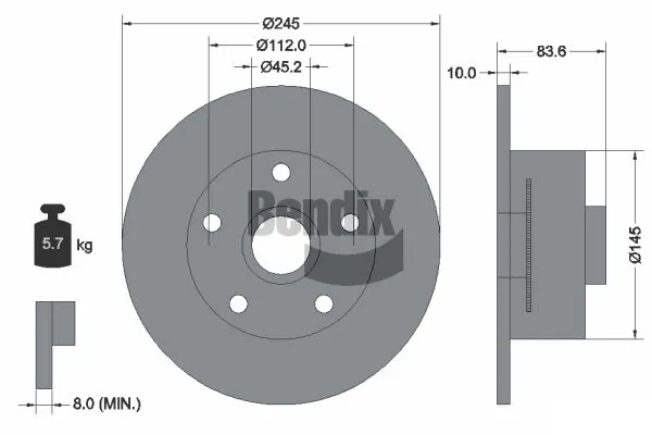 BENDIX Braking féktárcsa - BDS1323 - TothCarparts