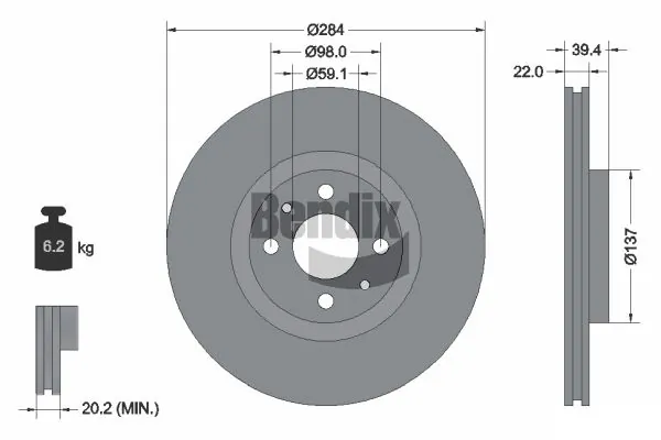 BENDIX Braking féktárcsa - BDS1324 - TothCarparts