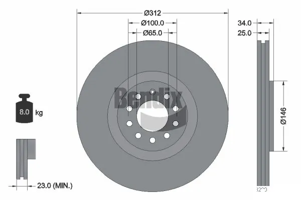 BENDIX Braking féktárcsa - BDS1325 - TothCarparts