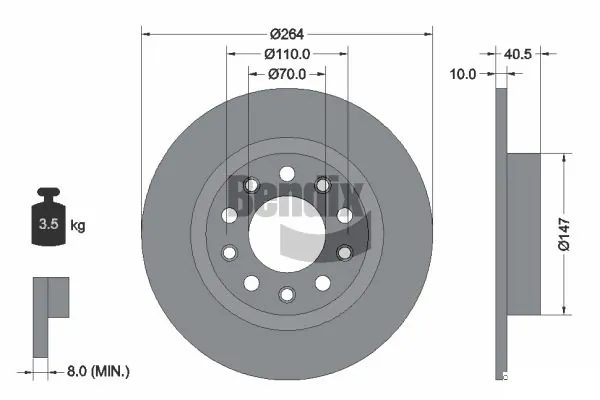 BENDIX Braking féktárcsa - BDS1328 - TothCarparts