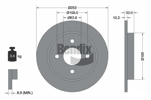 BENDIX Braking féktárcsa - BDS1331 - TothCarparts