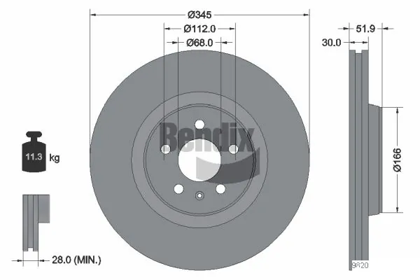 BENDIX Braking féktárcsa - BDS1335HC - TothCarparts