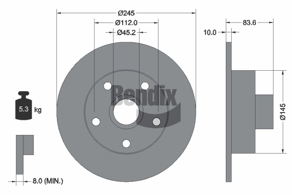 BENDIX Braking féktárcsa - BDS1354 - TothCarparts