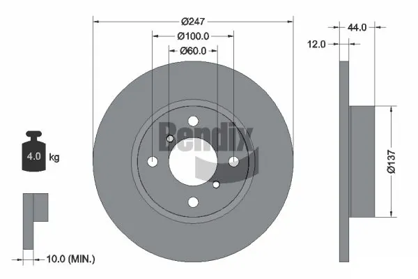 BENDIX Braking féktárcsa - BDS1355 - TothCarparts
