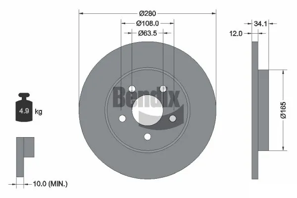 BENDIX Braking féktárcsa - BDS1360 - TothCarparts