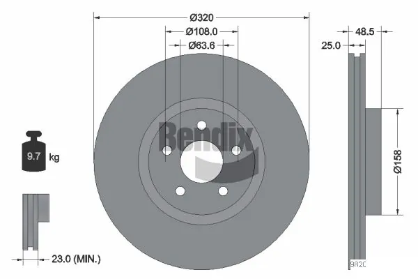 BENDIX Braking féktárcsa - BDS1363 - TothCarparts