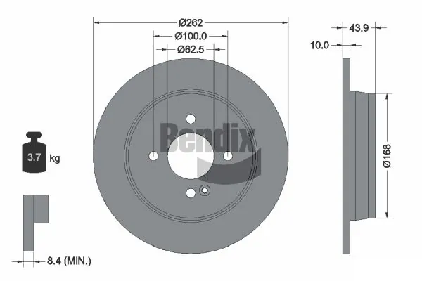 BENDIX Braking féktárcsa - BDS1384 - TothCarparts