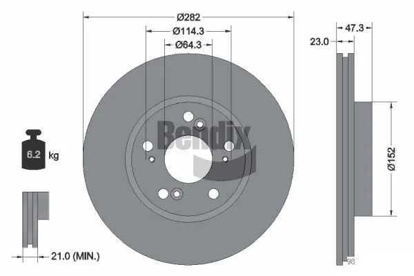 BENDIX Braking féktárcsa - BDS1392 - TothCarparts