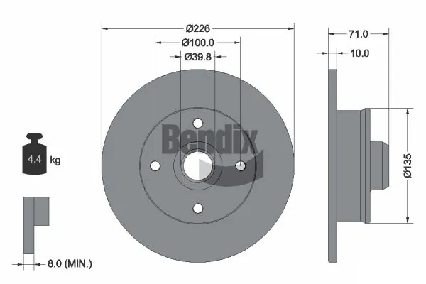 BENDIX Braking féktárcsa - BDS1399 - TothCarparts