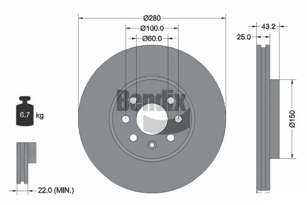 BENDIX Braking féktárcsa - BDS1423 - TothCarparts