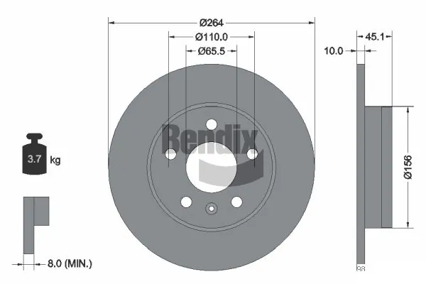 BENDIX Braking féktárcsa - BDS1427 - TothCarparts