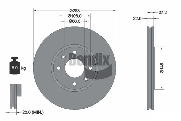 BENDIX Braking féktárcsa - BDS1430 - TothCarparts