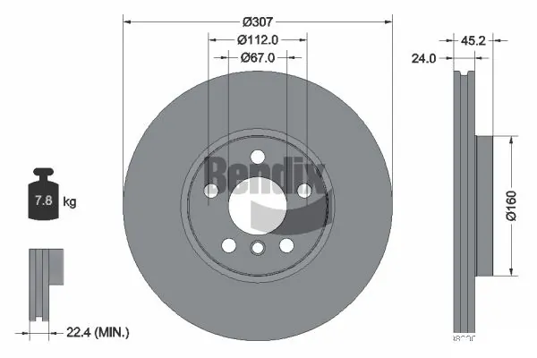 BENDIX Braking féktárcsa - BDS1436HC - TothCarparts
