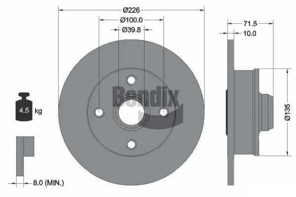 BENDIX Braking féktárcsa - BDS1450 - TothCarparts