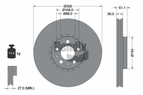 BENDIX Braking féktárcsa - BDS1490HC - TothCarparts