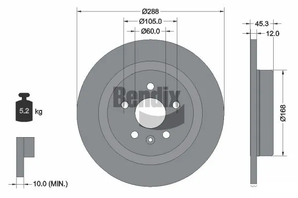 BENDIX Braking féktárcsa - BDS1507 - TothCarparts
