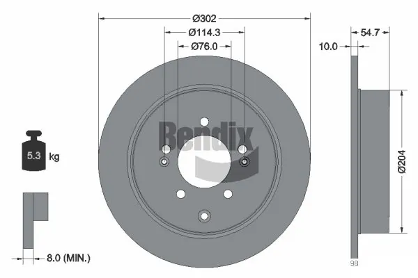 BENDIX Braking féktárcsa - BDS1578 - TothCarparts