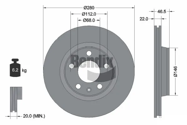 BENDIX Braking féktárcsa - BDS1636HC - TothCarparts