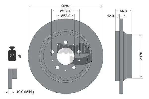 BENDIX Braking féktárcsa - BDS1643 - TothCarparts