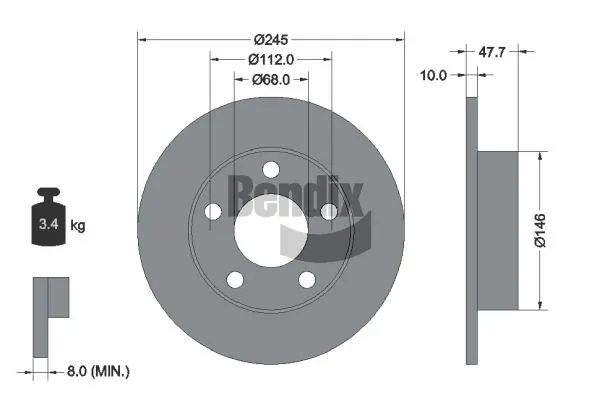 BENDIX Braking féktárcsa - BDS1679 - TothCarparts
