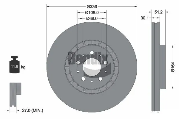 BENDIX Braking féktárcsa - BDS1681HC - TothCarparts