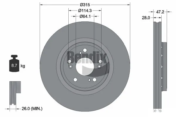 BENDIX Braking féktárcsa - BDS1686 - TothCarparts
