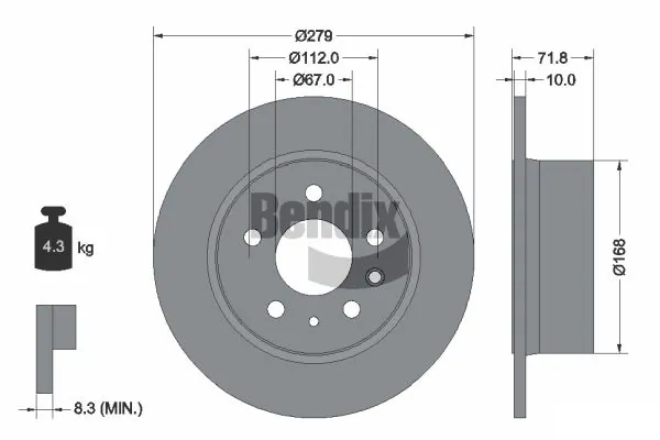 BENDIX Braking féktárcsa - BDS1712 - TothCarparts