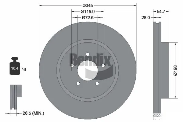 BENDIX Braking féktárcsa - BDS1728HC - TothCarparts