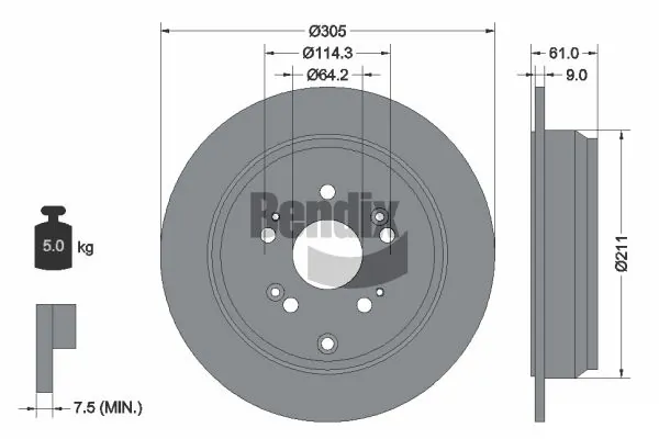 BENDIX Braking féktárcsa - BDS1732 - TothCarparts