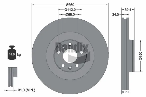 BENDIX Braking féktárcsa - BDS1734 - TothCarparts