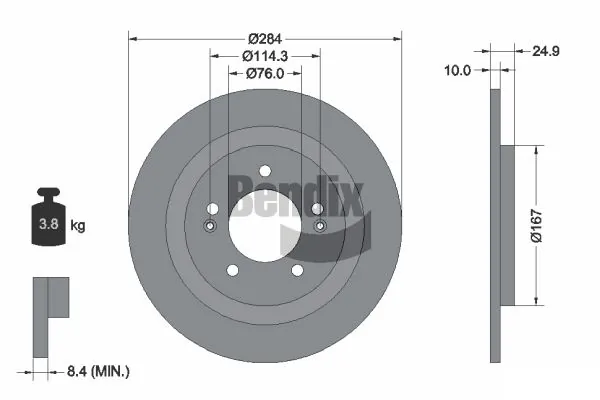 BENDIX Braking féktárcsa - BDS1743 - TothCarparts
