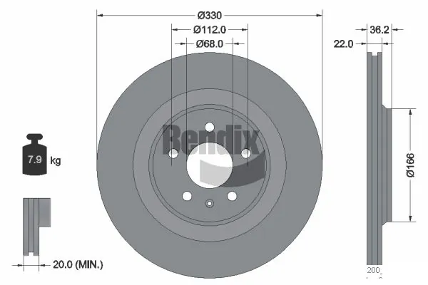 BENDIX Braking féktárcsa - BDS1762 - TothCarparts