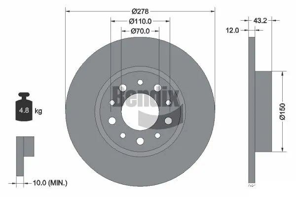 BENDIX Braking féktárcsa - BDS1799 - TothCarparts