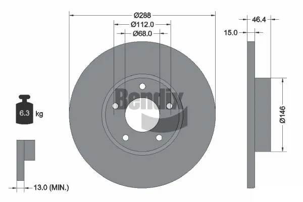 BENDIX Braking féktárcsa - BDS1805HC - TothCarparts