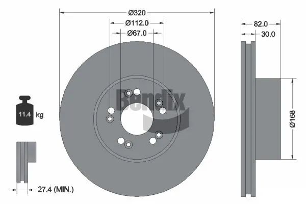 BENDIX Braking féktárcsa - BDS1826 - TothCarparts