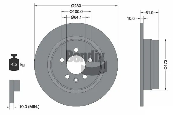 BENDIX Braking féktárcsa - BDS1852 - TothCarparts