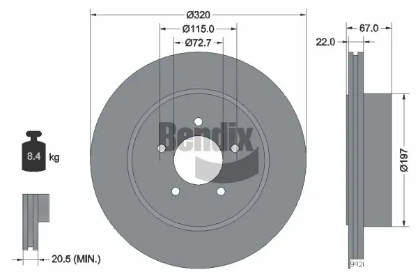 BENDIX Braking féktárcsa - BDS1853HC - TothCarparts