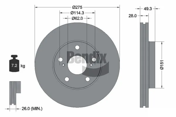 BENDIX Braking féktárcsa - BDS1862 - TothCarparts
