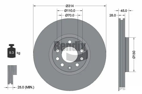BENDIX Braking féktárcsa - BDS1890 - TothCarparts