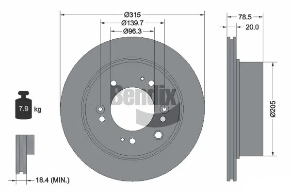 BENDIX Braking féktárcsa - BDS1928 - TothCarparts