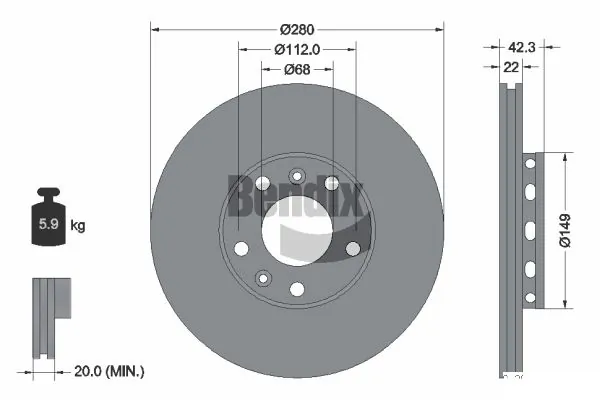 BENDIX Braking féktárcsa - BDS1930 - TothCarparts