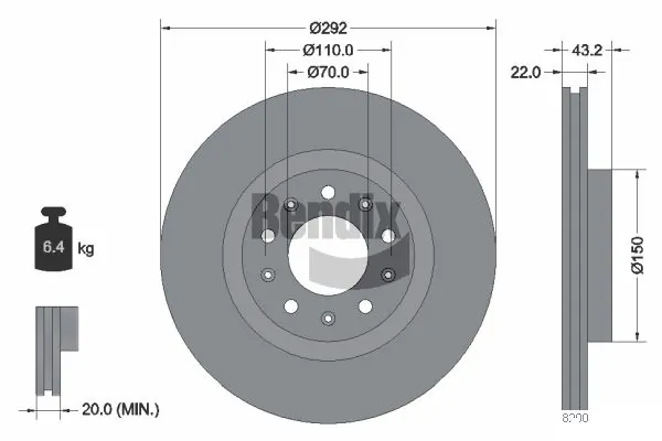 BENDIX Braking féktárcsa - BDS2037 - TothCarparts