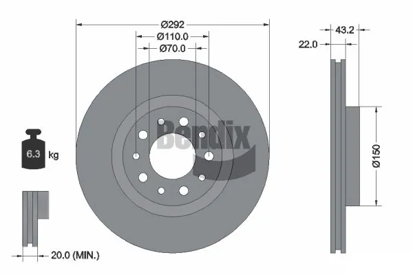 BENDIX Braking féktárcsa - BDS2099 - TothCarparts
