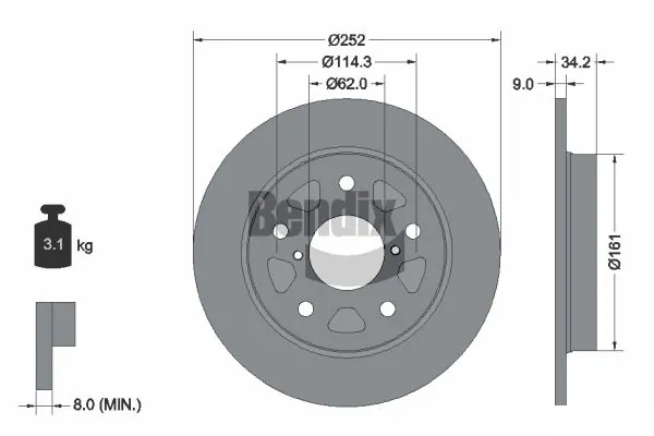 BENDIX Braking féktárcsa - BDS2107 - TothCarparts