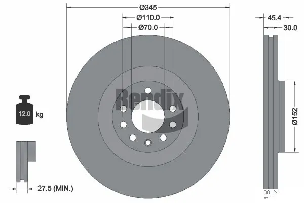 BENDIX Braking féktárcsa - BDS2128 - TothCarparts